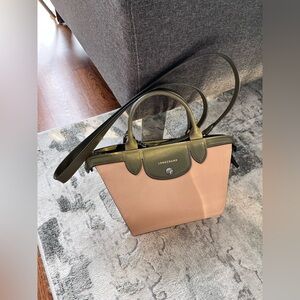 Longchamp Le Pliage Heritage Small Satchel Bag Khaki & Olive